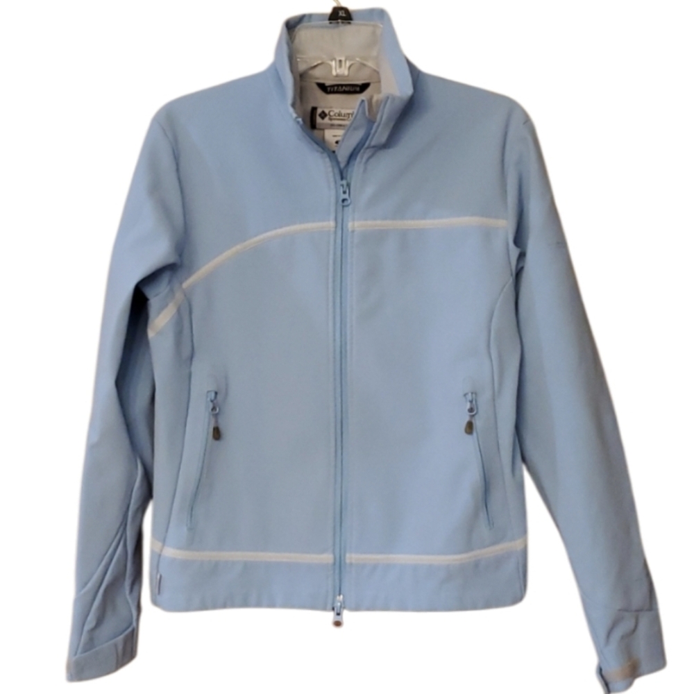 Columbia Titanium Womans Light Blue Zip Jacket Size Medium